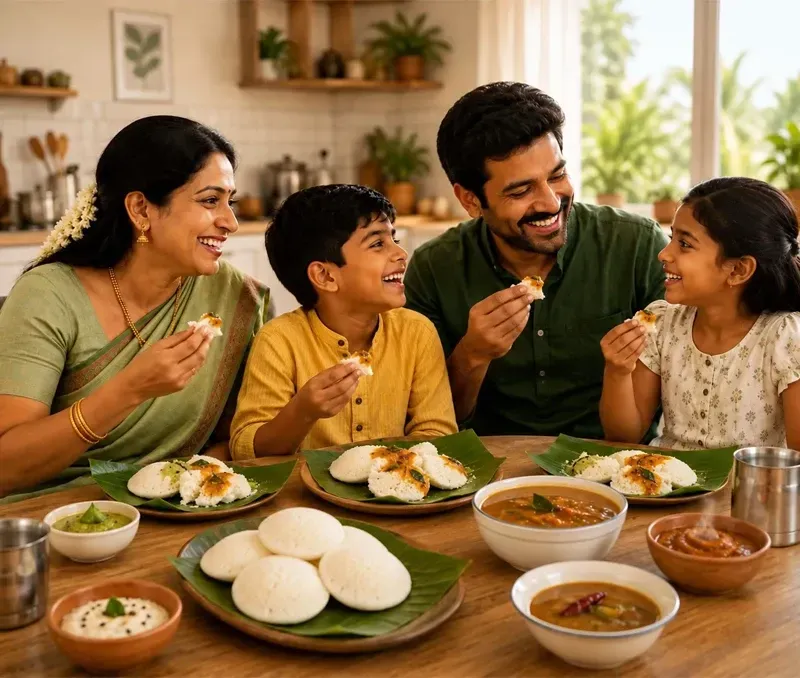 Stack of soft idlis with fresh idli batter
